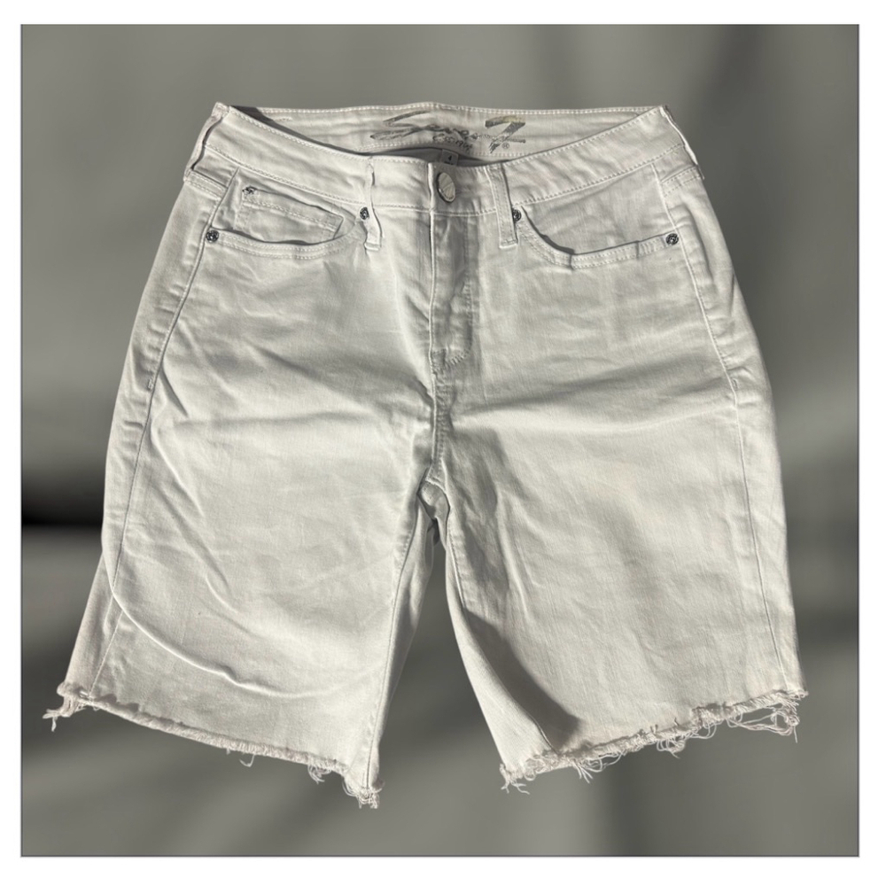 Seven7 White Denim Bermuda Shorts Size 4